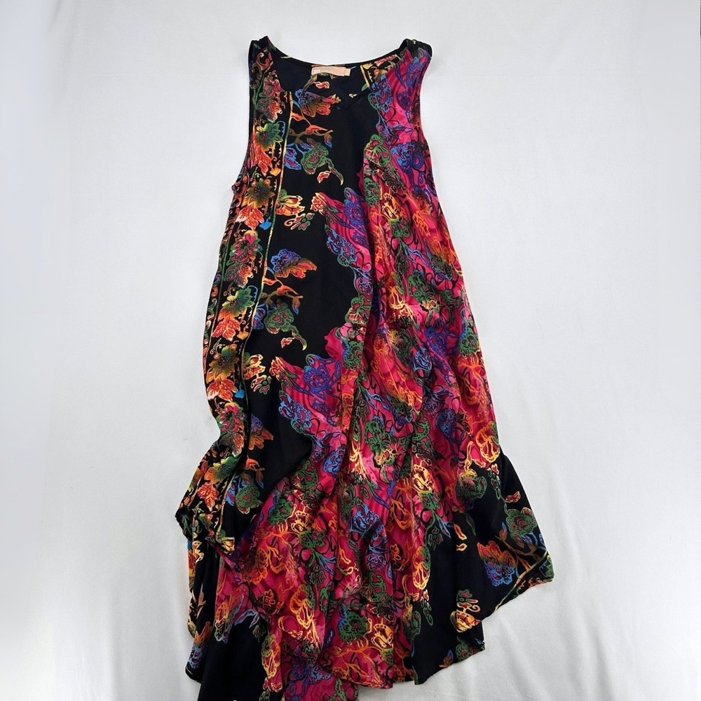 La Cera Womens Butterfly Floral Print Rayon Tent Dress Black Multi Size M Resort